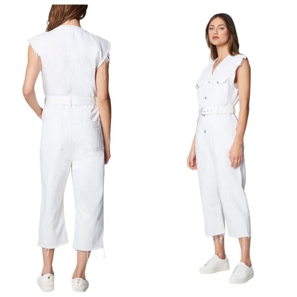 Blank NYC Womens Size S White 'Head in the Clouds' Sleeveless Belted Romper - Picture 2 of 10